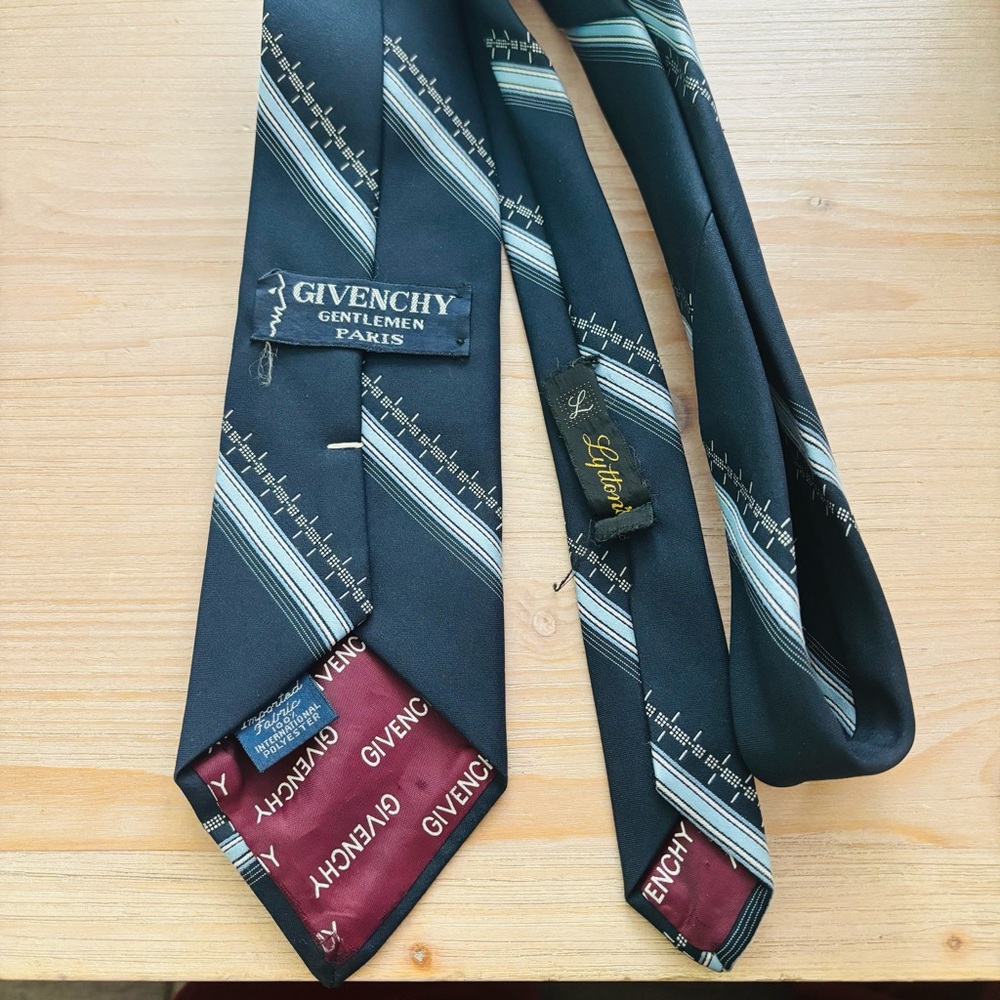 Givenchy Elegant Blue Patterned Stripe Tie Mens Designer Luxury Polyester - Picture 4 of 7
